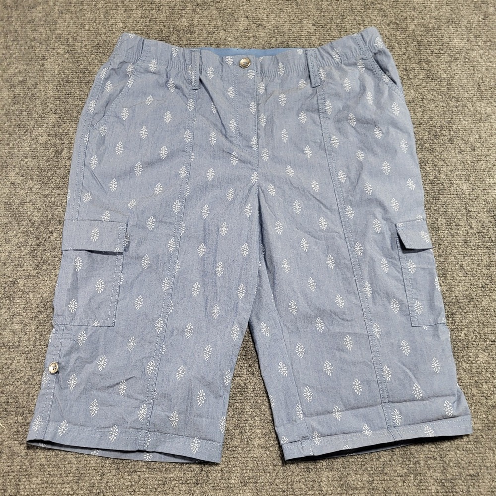 Chico's Fitigues Comfort Waist Shorts Modern Foulard Indigo Blue Woman's Size 0